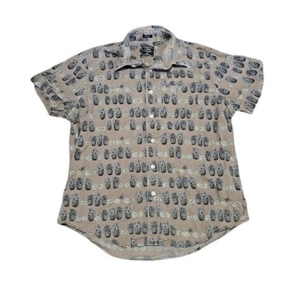 Abercrombie & Fitch Men XXL Muscle Fit Short Sleeve Pineapple Button Down Shirt